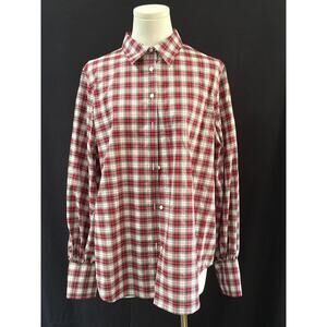 Women’s CHAPS Red & Green Checkered Button up Sz L